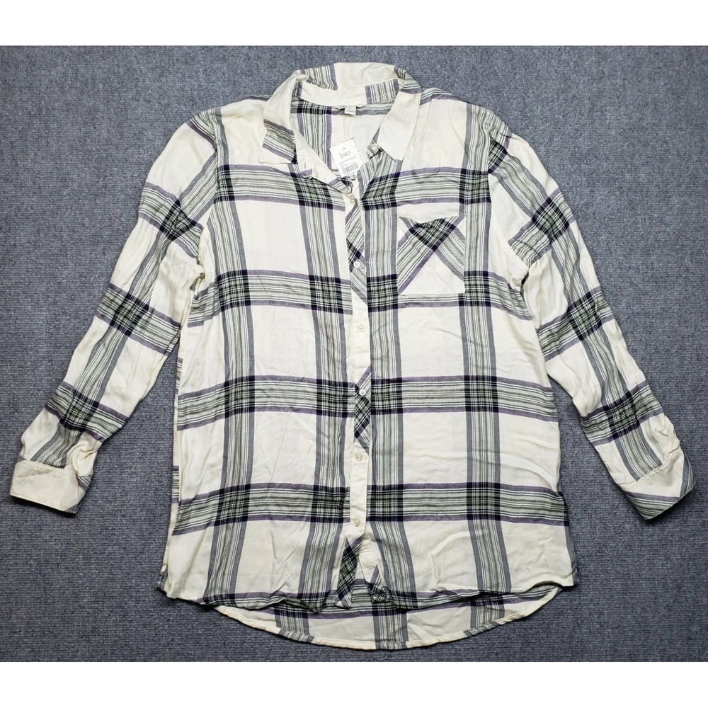 Cato Shirt Womens XL Multicolor Plaid Off Duty Desert Sage Button Up Top New